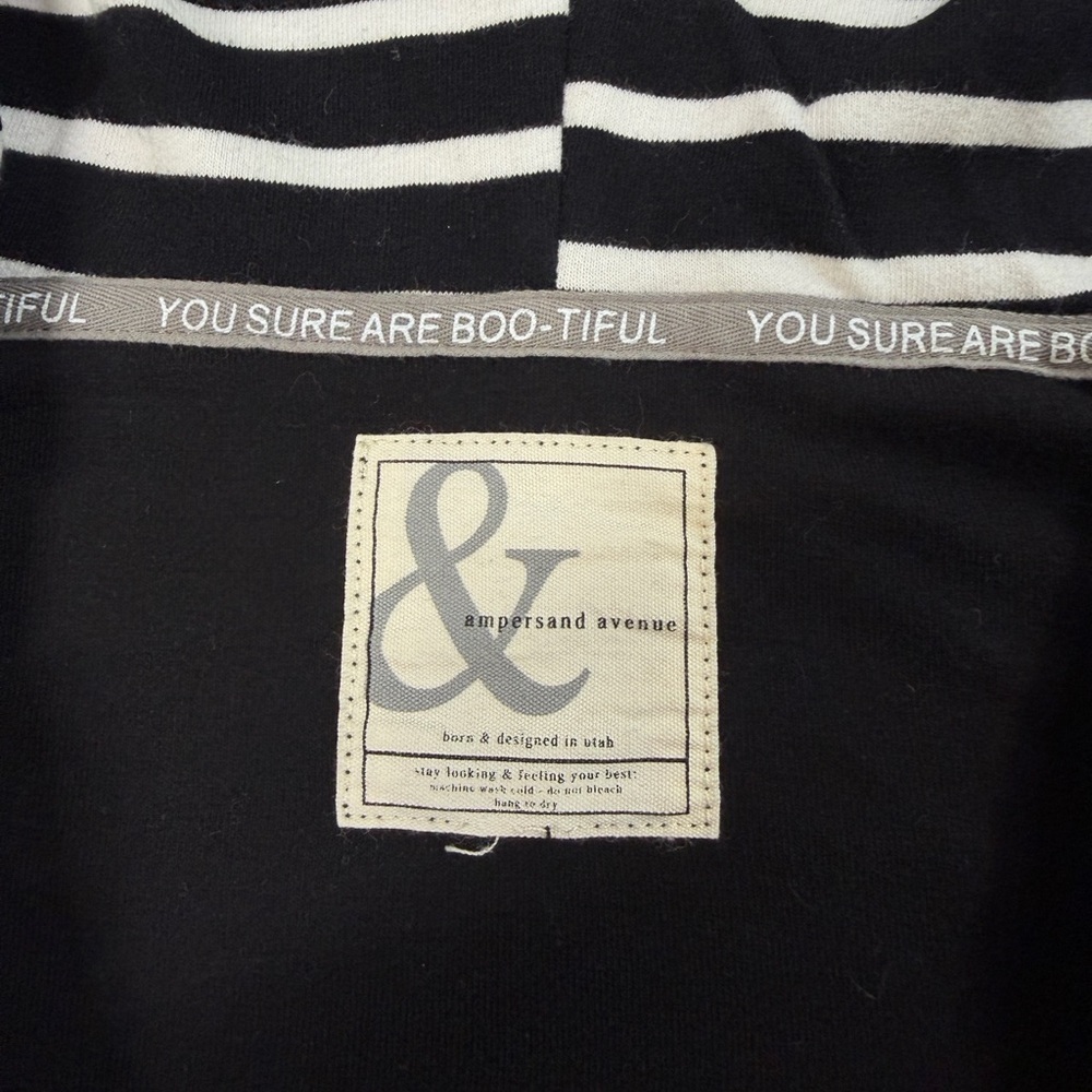 Ampersand Avenue Black & White Full Zip Hoodie Womens Size M - Picture 6 of 10